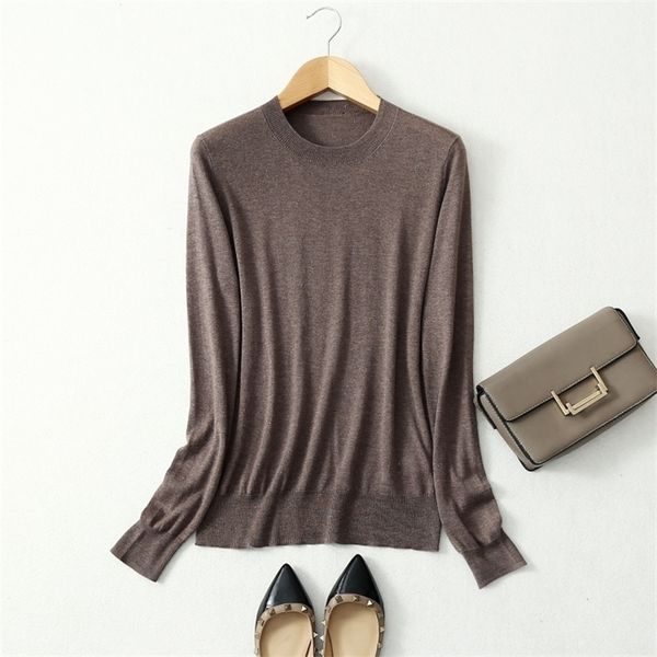

women's 85% silk 15% cashmere round neck everyday long sleeve pullover sweater shirt jn541 201030, White