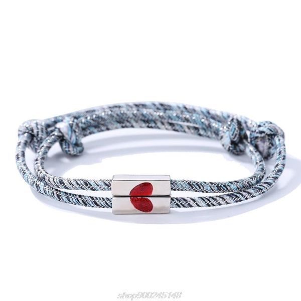 

2pcs valentine's day lovers matching friendship bracelet heart puzzle couple magnetic distance bracelet d24 20 dropshipping, Golden;silver