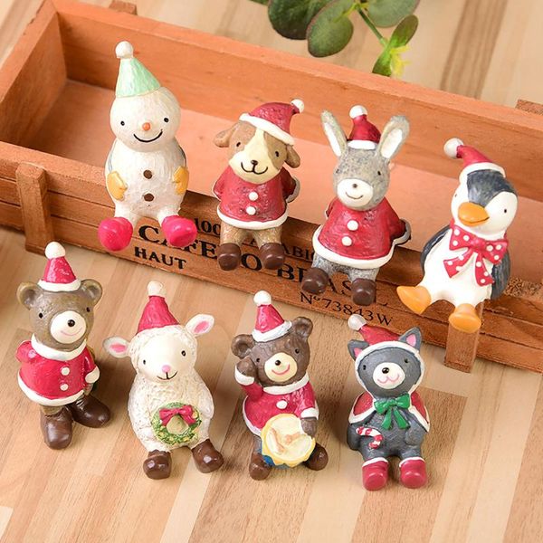 

crafts decor cute cartoon animal and snowman santa claus accessories resin xmas home party decoration artificial ornaments