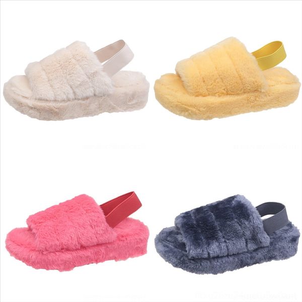 

wpww fashion womens fur terlik plush slipper home open toe shoes big size winter slippers plush women indoor warm fluffy slippers cotton, Black