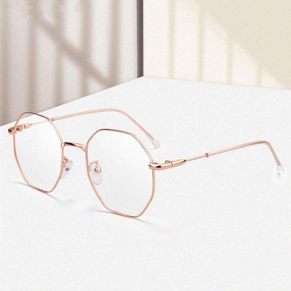 

wholesale-hip hop men fashion polygon retro decorative glasses stainless steel fashion gold color retro glass, White;black
