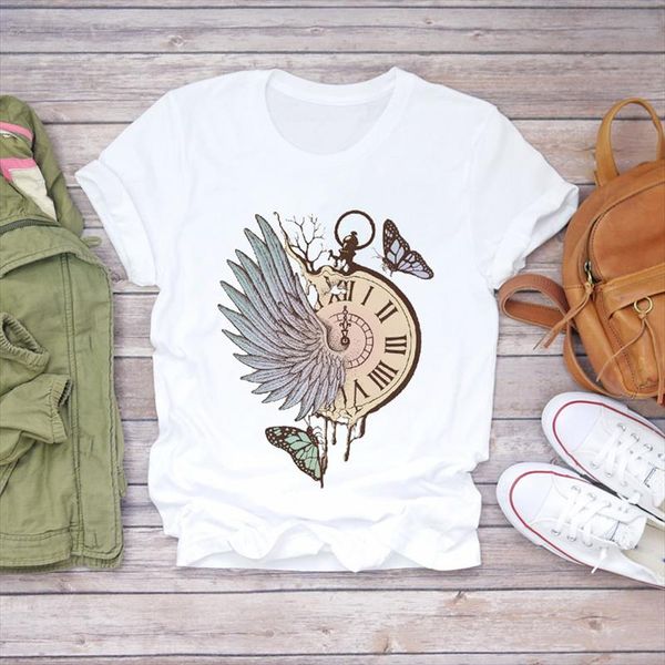 

women t shirts clothing vintage butterfly printing plant 90s ladies print lady womens graphic t shirt female tee shirt, White