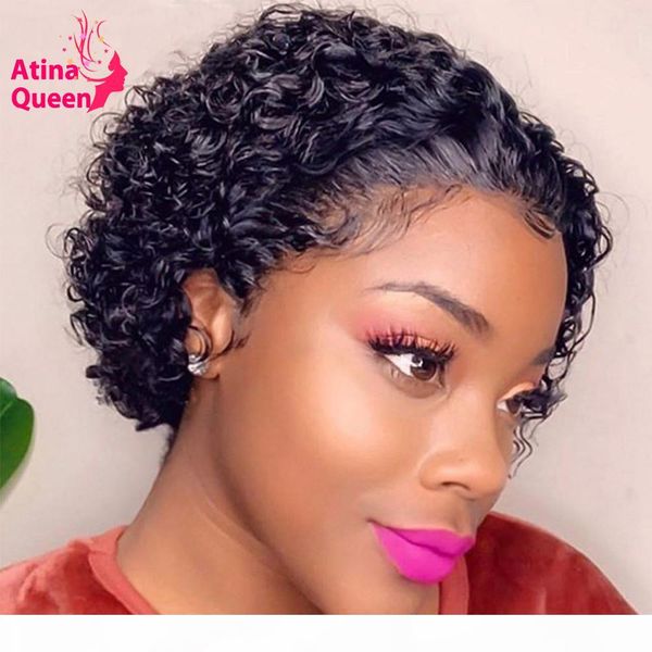 

preplucked short curly pixie wig bleached knots 13x4 bob closure wig remy lace front human hair wigs frontal wig for black women