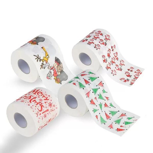 Frohe Weihnachten Toilettenpapier, kreative Druckmuster-Serie, Papierrolle, modisch, lustig, Neuheit, Geschenk, umweltfreundlich, tragbar