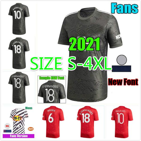 

size s-4xl 20-21 bruno fernandes pogba soccer jersey 2020 2021 manchester rashford martial greenwood football shirt, Black;yellow