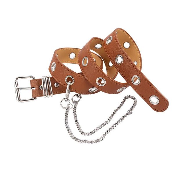 

women pu leather harness body belts with chain waist bondage garters punk adjustable suspender straps fashion solid color belt, Black;brown