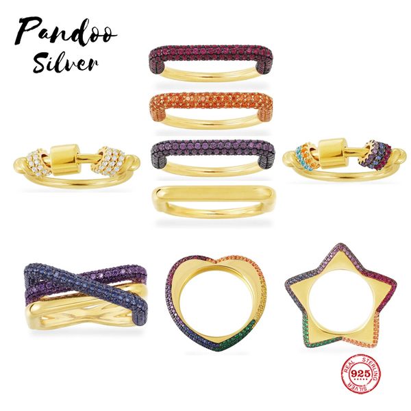 

valentine 925 sterling silver mother's day gift,ring with multi color sliding hoops,rectangle ring,heart ring,monaco ring gift z1121, Golden;silver