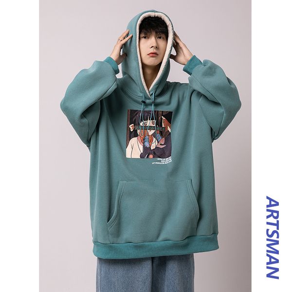 

hoodie 2021 plus velvet sweater boys thick winter wear new style hong kong double coat 1 c175, Black
