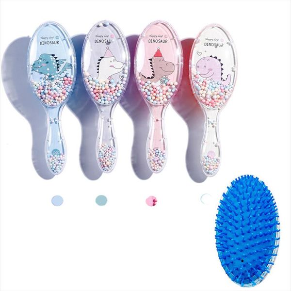 

cartoon kids airbag comb hairdressing comb anti-static hair brush glitter massage beauty salon hair styling tools gift, Silver