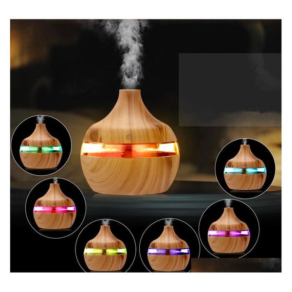 

new aromatherapy essential oil diffuser bamboo humidifier wood grain ultrasonic cool mist diffusers with 7 led color light h017