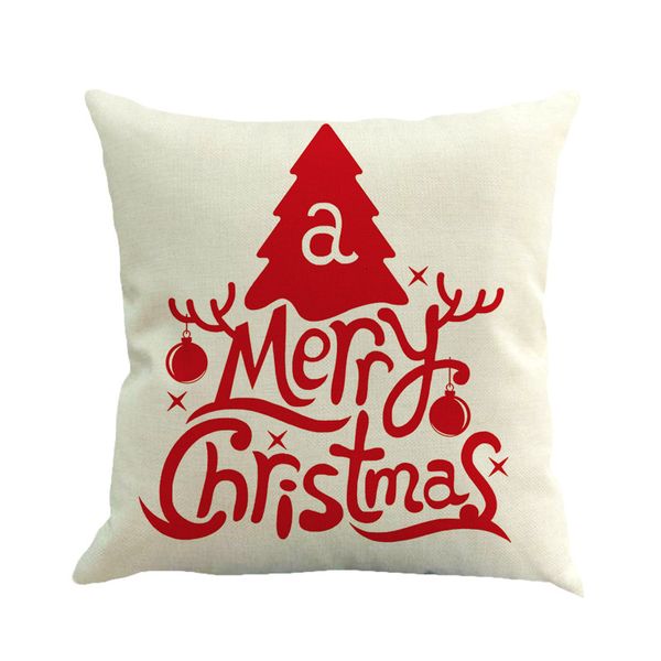 

new red style elk santa claus 2020 snowflake linen pillow pillowslip happy christmas 45 * 45cm sofa cushion cover t3i512