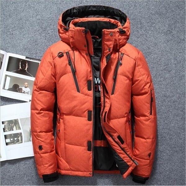 

brand clothing thick jacket mens men coat white goose down winter parka q1209, Black