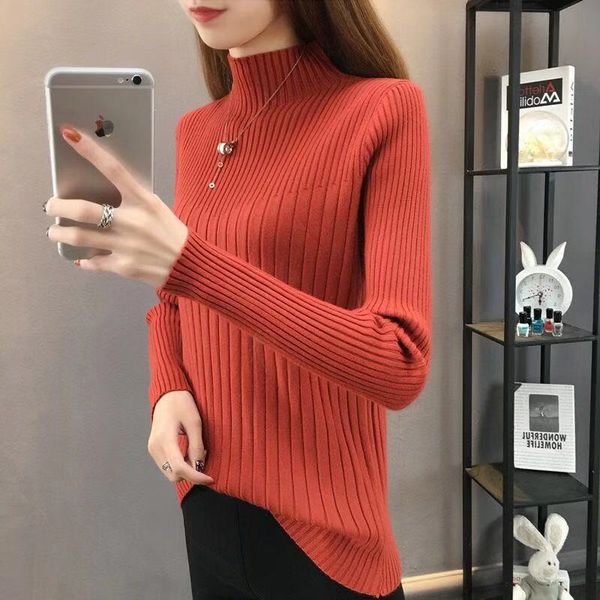

viphalf high neck sweater 2019 foreign style autumn and winter new slim fit with knitted bottoming shirt for women's long sleeves, White;black