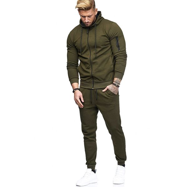 

fashion sportswear tracksuits sets men's hoodies+pants casual outwear suits chandal hombre completo d5, Gray