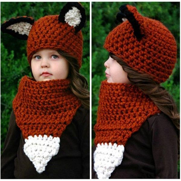 

winter knitted thicken kids hats winter snowboard cute cap wool neckerchief funny bonnet infant casual cap warm scarf, Slivery;white