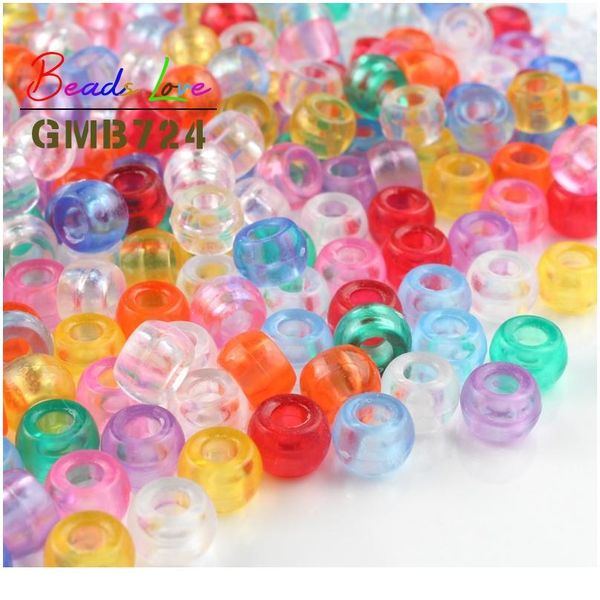 

6*9mm 4*6mm mix acrylic beads big hole glow matte round loose spacer beads for jewelry making diy bracelet necklace acc qyltnf