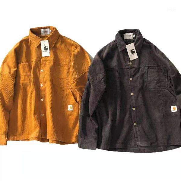 

carharapring and autumn style men's and women's shirts trendy brand corduroy cotton loose long-sleeved brand clothing1, White;black