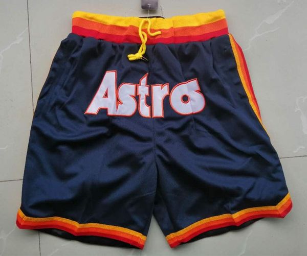 

Houston Astros MEN Shorts Baseball short JUST DON Pocket pants By Mitchell & Ness Retro S-2XL, Black;red