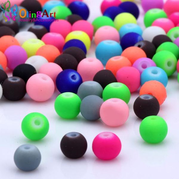 

olingart rubber стеклянные бусины высокого качества, 100шт 6мм цвета конфеты неон matte loose бусы ручной работы изготовление ювелирных изде