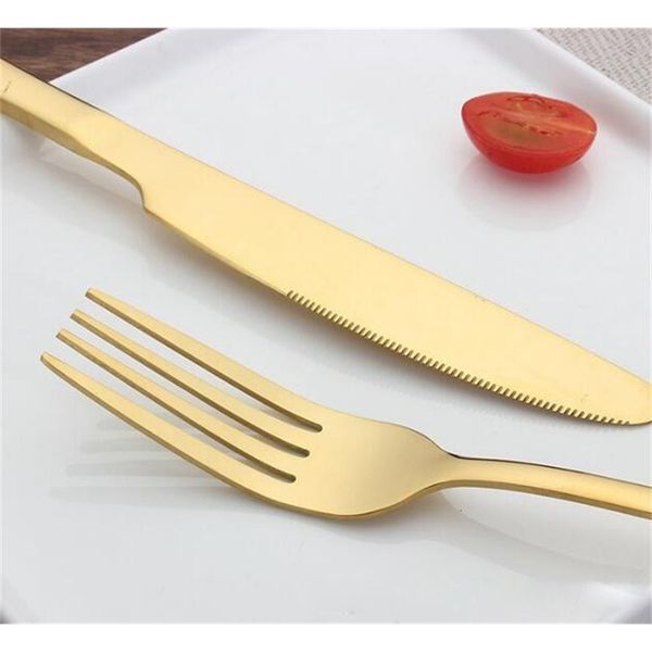 

stainless 4 dinnerware piece/set steel gold sets color knife fork teaspoon cutlery tableware set