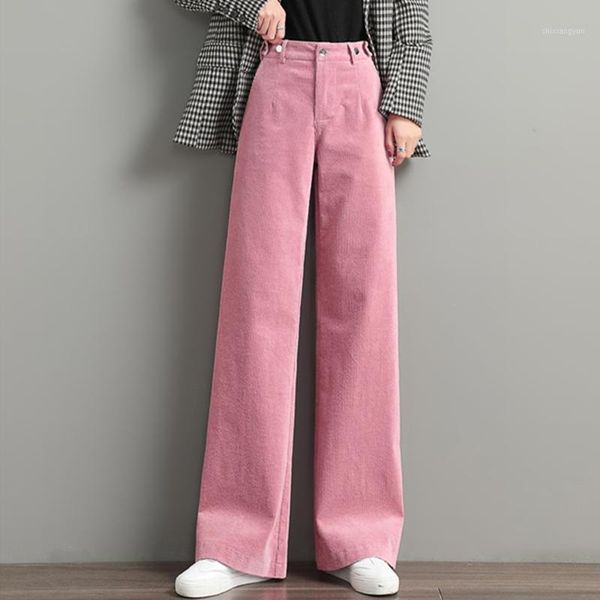 

loose wide leg pants woman autumn winter corduroy pants high waist trousers girls pink blue harajuku streetwear pantalones1, Black;white