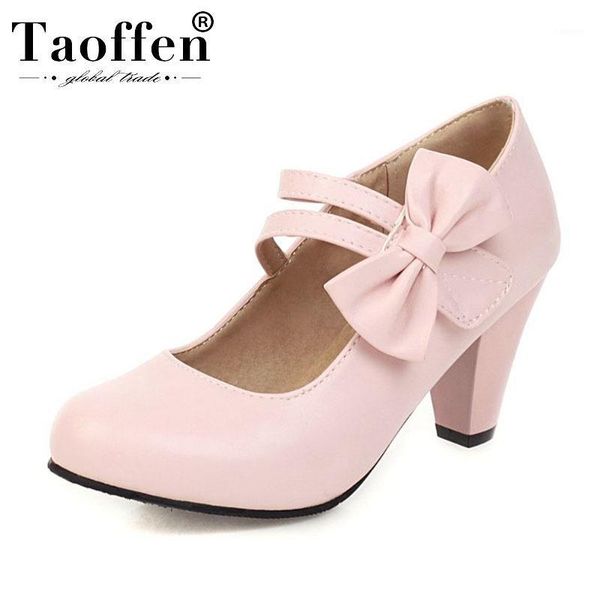 

taoffen plus size 33-48 women pumps party round toe high heel shoes women spring office ladies wedding party footwear1, Black