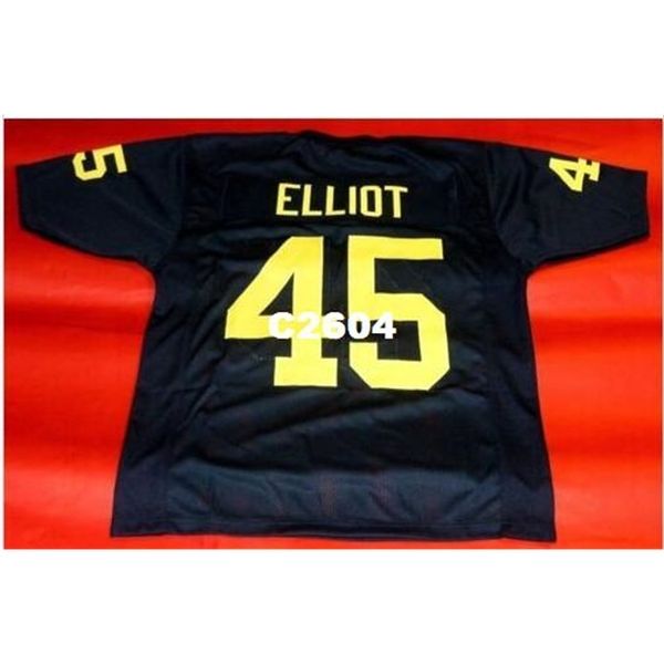 

2604 custom #45 elliot custom michigan wolverines blue college jersey size s-4xl or custom any name or number jersey, Black