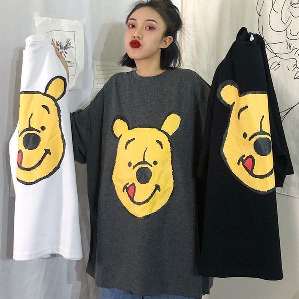 

korean kawaii cartoon long tshirt summer new casual women t-shirts ulzzang hip hop streetwear harajuku short sleeve t shirt, White
