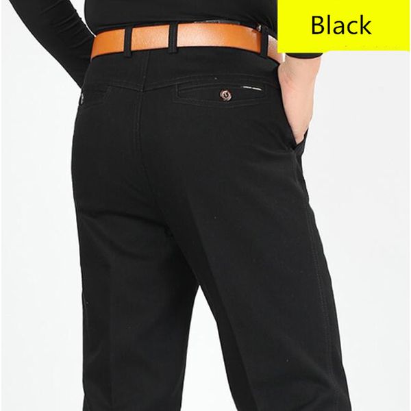 

2021 casual new winter with plush keep warm down straight men's pants size 30-44 yec7, Black