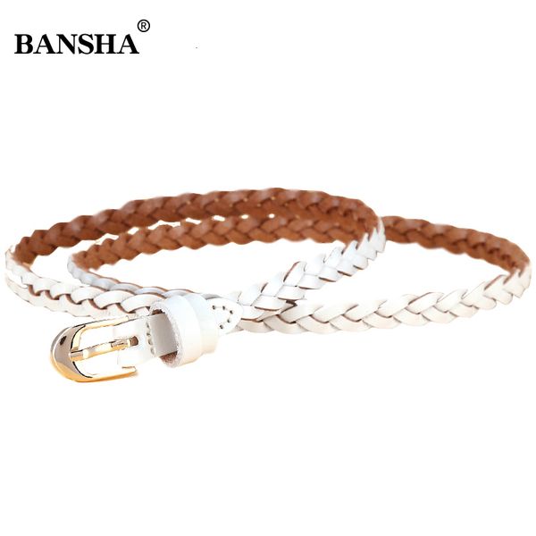 

fashion genuine leather belt for women braided pin buckle cow skin women strap female for jeans dress accessories, Black;brown