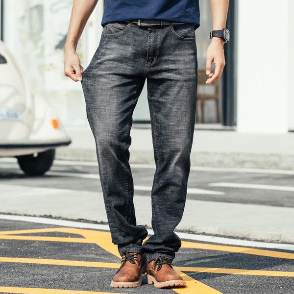 

men's fashion retro loose jeans loose pants hip-hop casual cotton breathable black pants, Blue