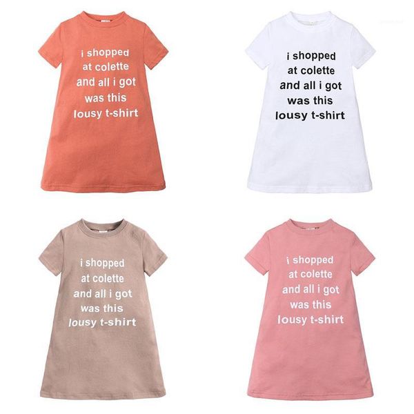 

summer kids girl clothes print letter dress for girls cotton short sleeve girls dress fashion children clothing dresses1, Red;yellow