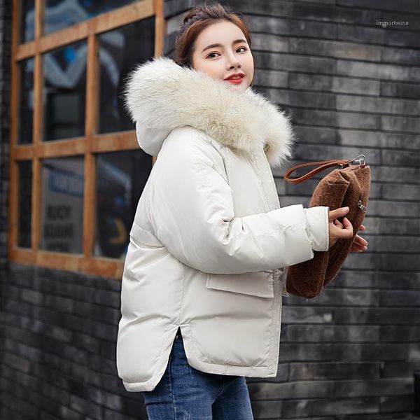 

winter jacket women large fur collar down wadded jacket female cotton-padded jackets thickening women winter coat1, Black