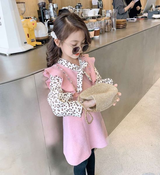 

girls' autumn winter korean version children's drs with veet and lantern sv, Red;yellow