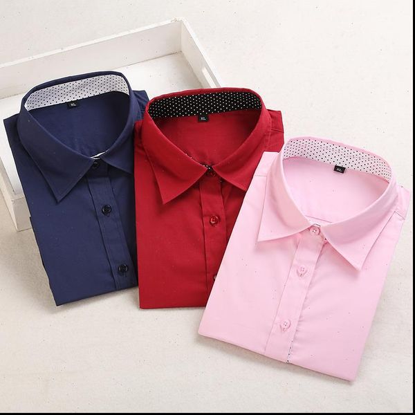 

fashion long sleeve polka dot blouse shirt patchwork women workwear plus size office shirt s 5xl 2021 new, White