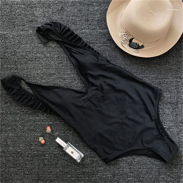 

print and pure color ladies bikini fashion bathing high waist womens clothing one piece swimwear floral, White;black