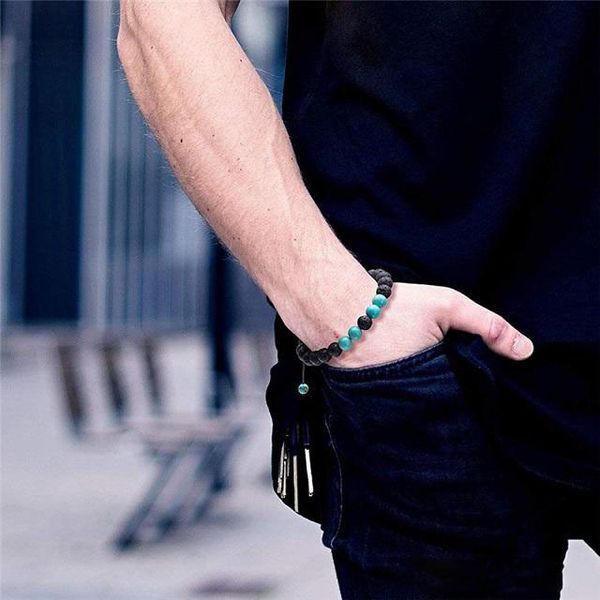 

bracelet stone adjustable yoga lava volcanic essential oil diffuser bead braided bracelets bangle healing balance for me3rrf, Black