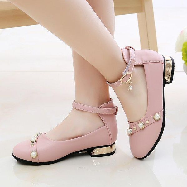 

flat shoes 2021 summer spring girls leather children performance breathable soft bottom for princess1, Black;grey