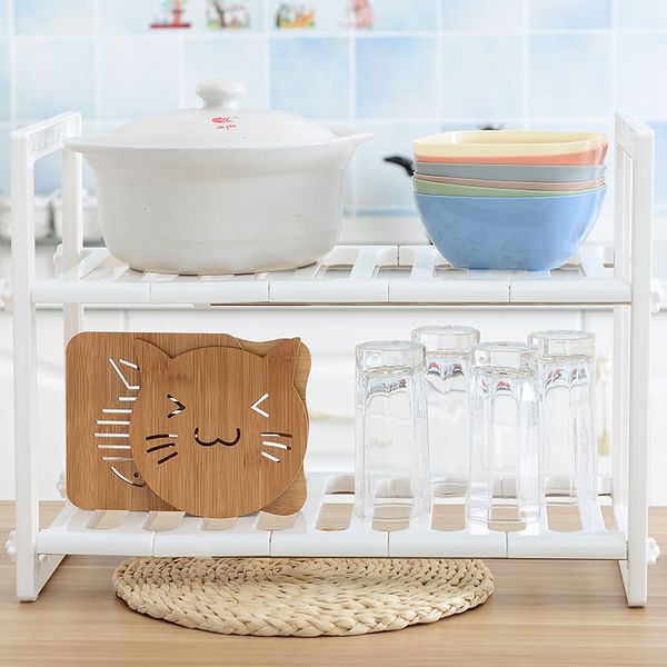 

38-70 cm adjustable kitchen metal cupboard storage shelf non-skid spice rack under sink shelf kitchenware organizer