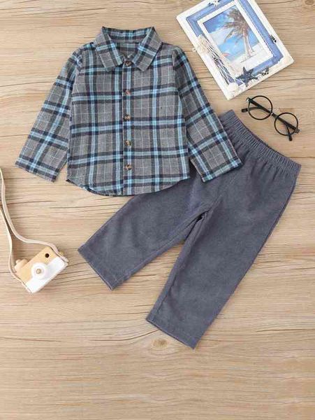 Camicia tartan per bambini Pantaloni con vita elastica SHE