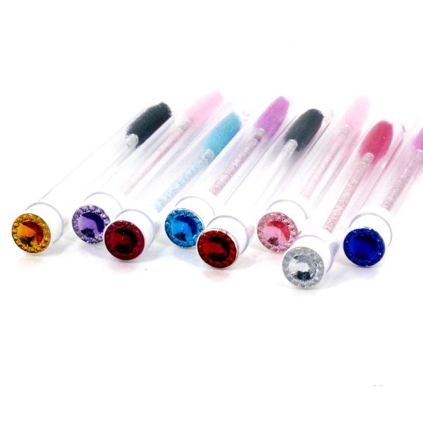 

portable reusable eyebrow brush tube eyelash lip brushes comb eyelash spoolies lash mascara wands replaceable dust-proof tube
