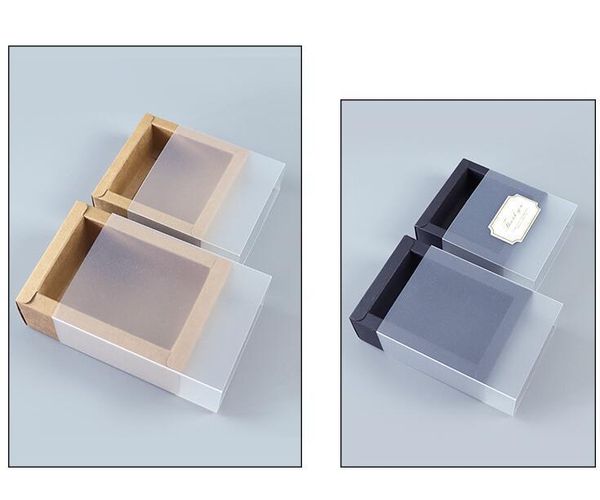 

9 sizes kraft black white gift packaging box with window kraft carton paper gift paper box with lid c qylvtl xhhair
