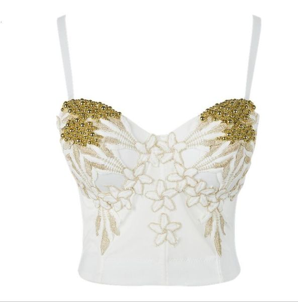

female embroidered bustier-embroidered fine vintage breast binder punk club bra corset p1909 7iny, Black;white