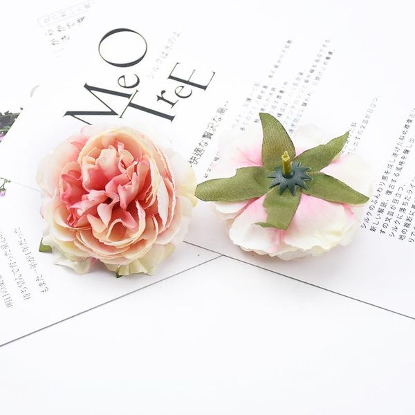 

6 fresh peony flower head artificial flowers for scrapbooking wedding bride wrist flower material home decor diy wmtepw