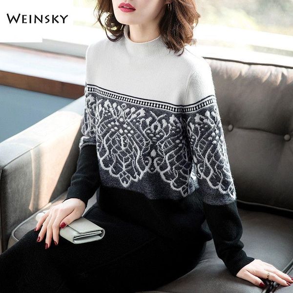 

women turtleneck knitted sweater and pullovers korean fashion casual style female sweaters 2020 spring new 1, White;black