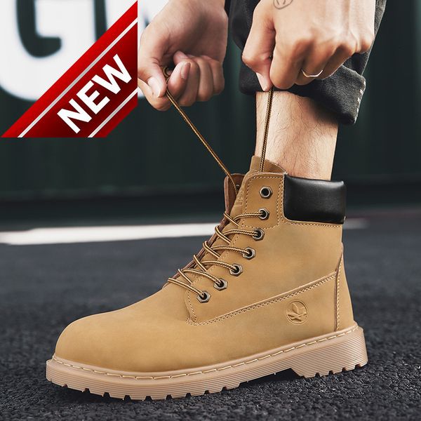 

autumn new martin british high mountaineering shoes men's outdoor fashion leather can't beat rhubarb boots, Black