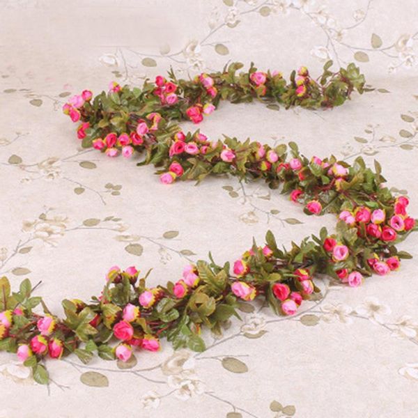 

decorative flowers & wreaths 220cm/ 86.61in silk rose wedding decorations ivy vine artificial arch decor with green leaves hanging wall garl