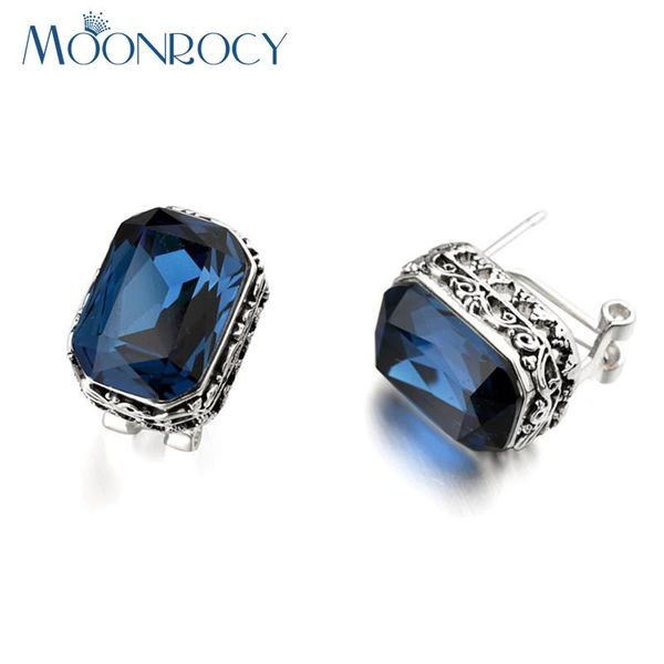 

moonrocy fashion jewelry wholesale silver color vintage hollow party austrian crystal earrings for women girls