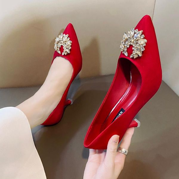 

champagne wedding shoes women 2020 spring luxy women pumps high heels new winter xiuhe bridal shoes dress rhinestone stilettos, Black