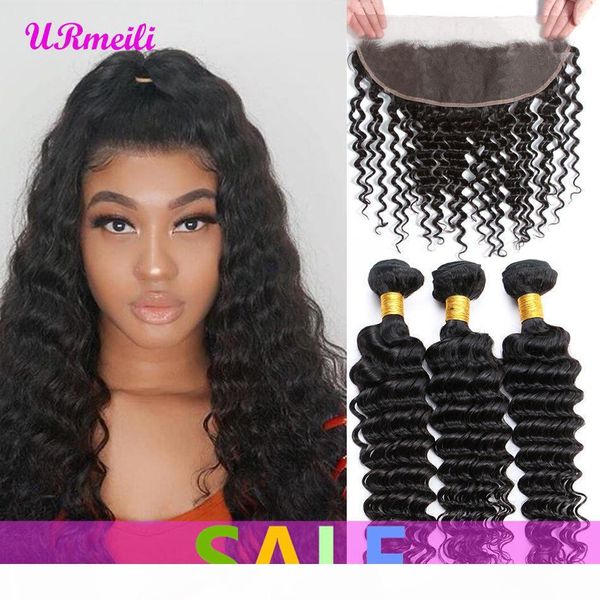 

deep wave virgin 3 4 пачки с закрытием 10а 100% человеческих волос пучки с closure бразильский девы волос плетение связки remy выдвижения во, Black;brown